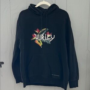 Hurley Large Black Hoodie with Graphic Design